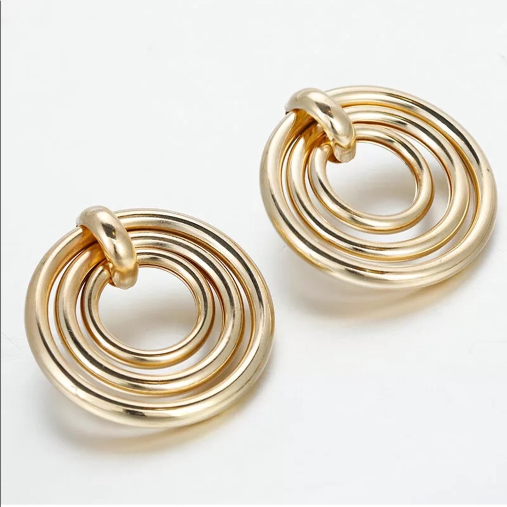 🌹✅ Geometric Fashion Gold filled Circle Earrings.